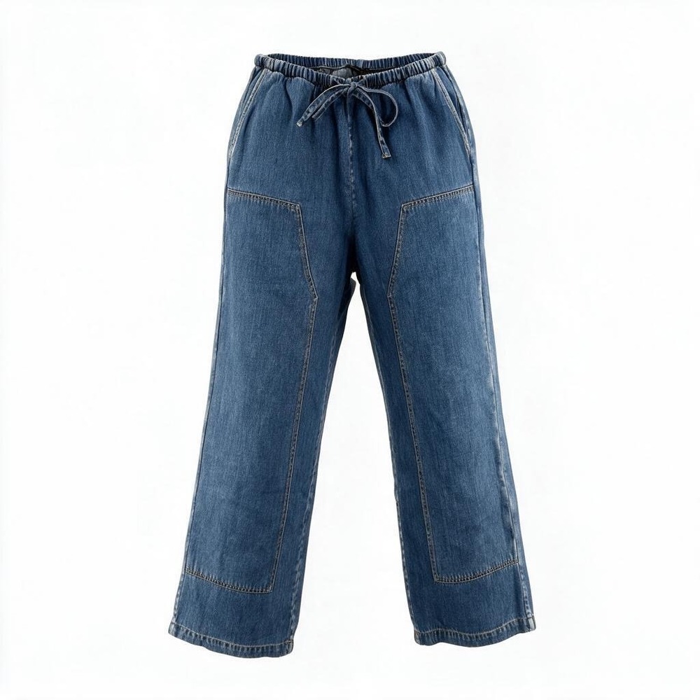 NWOT Rails Ryan Wide Leg Jeans Womens M Blue Denim Drawstring Patch Pocket #3001